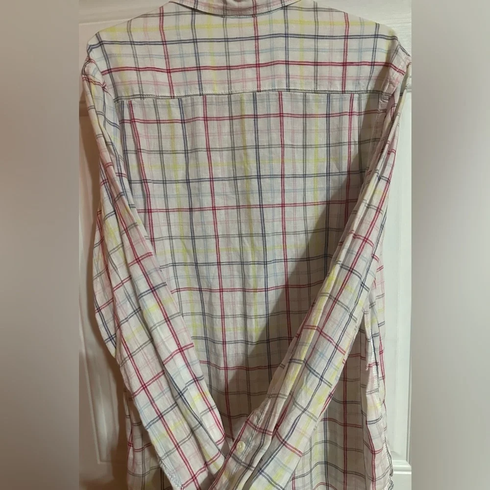 Tommy Bahama Relax Shirt Men's Medium 100% Linen Plaid Long‎ Sleeve Button Up